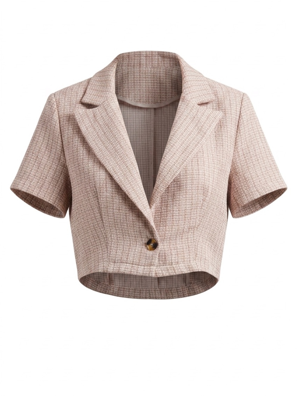 SHEIN Cropped Tweed Blazer Jacket - Light Pink